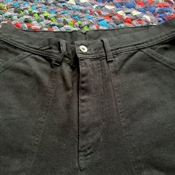 Albam Black Denim Garment Dyed Carpenter Shorts Raw Hem Men's Size 32 Summer - Picture 4 of 15